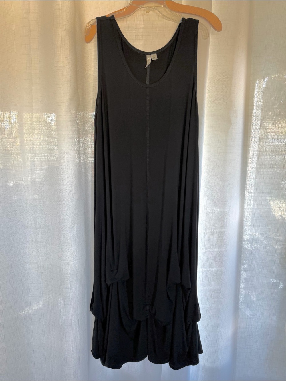 Heartstring Lagenlook Black Tiered Tank Dress Size 2X Boho Artsy